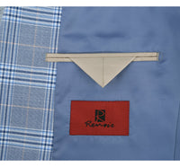Stretch Performance 2-Button SLIM FIT Suit in Grey and Blue Windowpane Plaid (Short, Regular, and Long Available) by Renoir