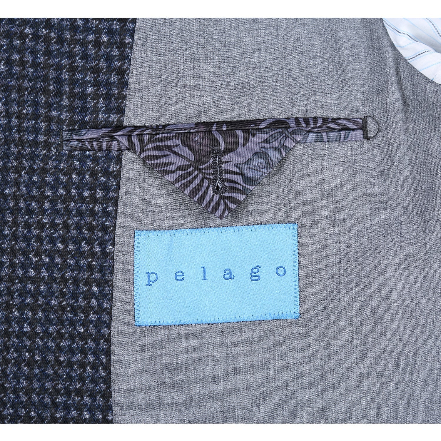 Single Breasted SLIM FIT Half Canvas Soft Jacket in Navy and Grey Houndstooth (Regular and Long Available) by Pelago