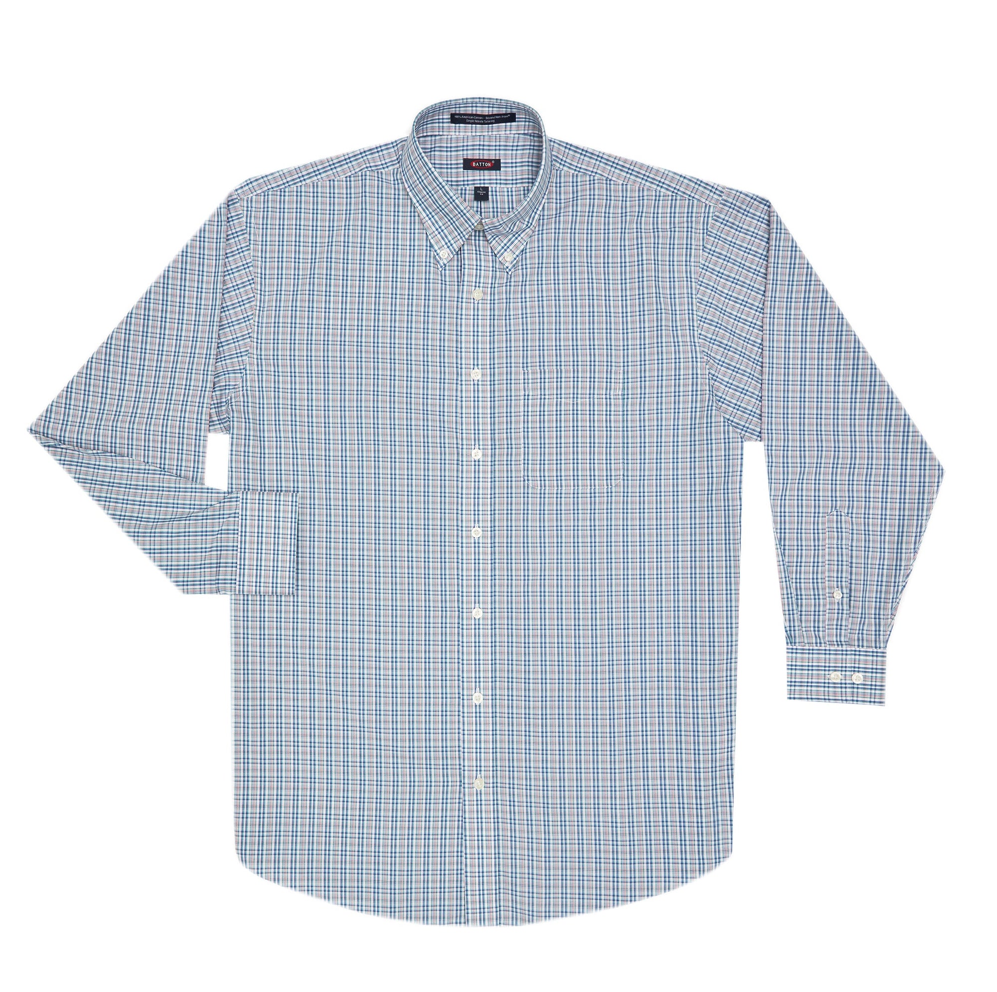 'Kenneth' Blue Multi Beyond Non-Iron® Cotton Sport Shirt by Batton