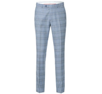 Stretch Performance 2-Button SLIM FIT Suit in Grey and Blue Windowpane Plaid (Short, Regular, and Long Available) by Renoir
