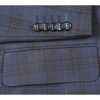 Stretch Performance Single Breasted SLIM FIT Suit in Grey and Tan Plaid (Size 40R, 33 Waist) by English Laundry