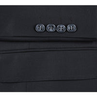 Super 150s Wool 2-Button Half-Canvas CLASSIC FIT Suit in Black (Short, Regular, and Long Available) by Rivelino