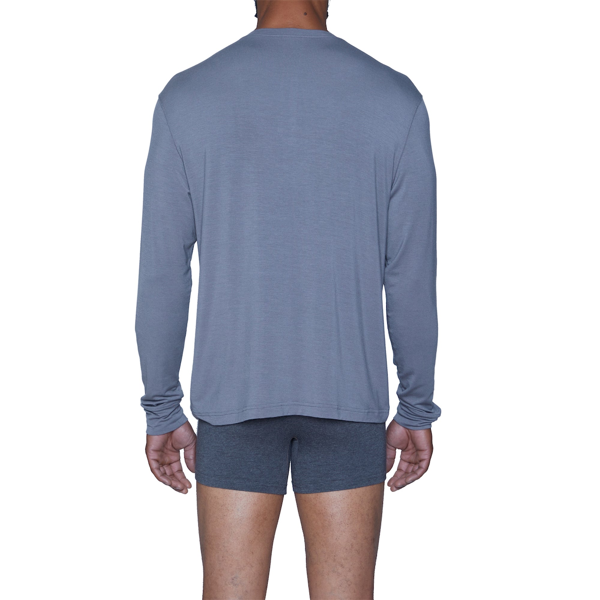LUXE Cashmere Blend Henley Lounge Shirt in Pewter by Wood Underwear