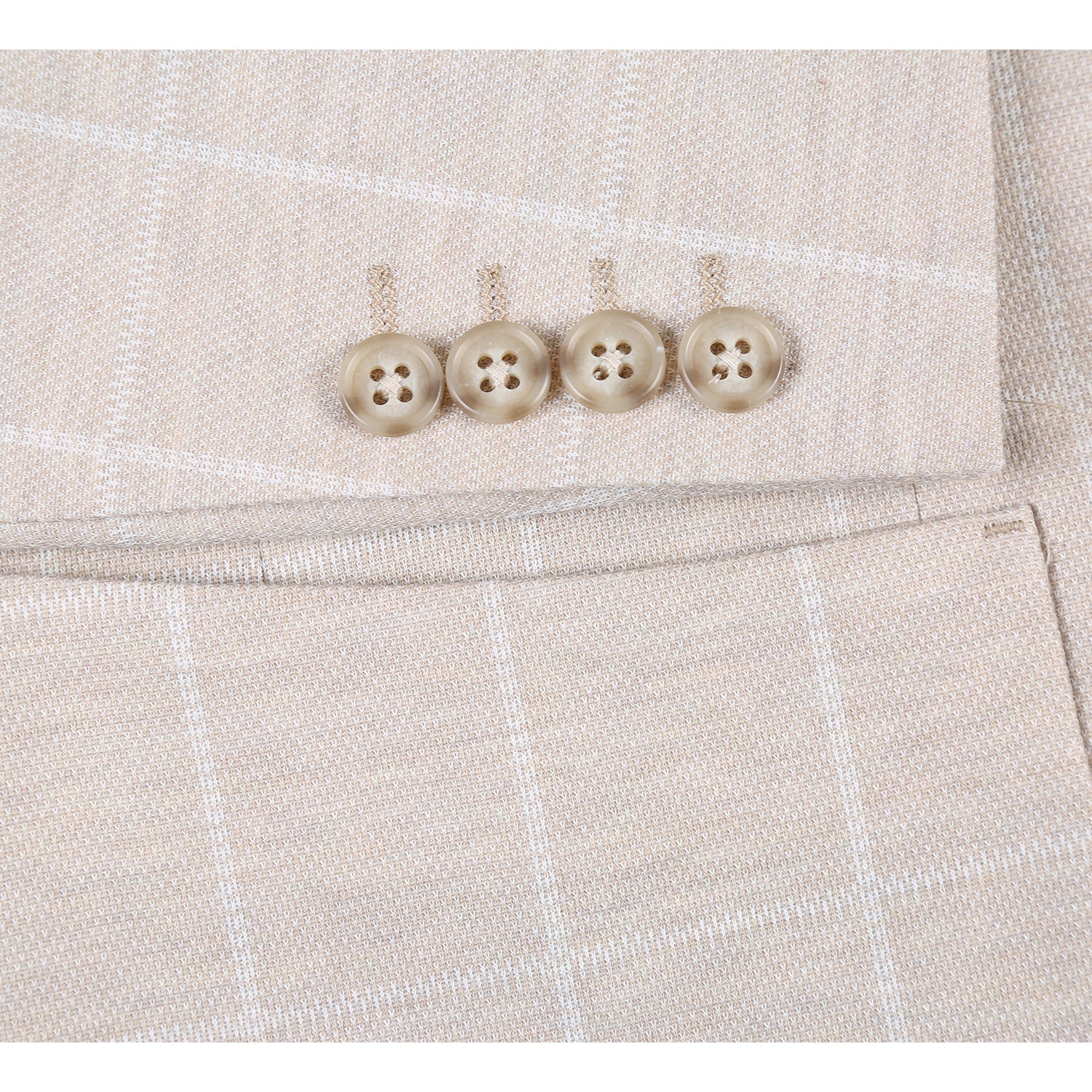 Single Breasted SLIM FIT Half Canvas Knit Soft Jacket in Beige Plaid by Pelago