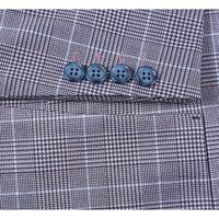 Single Breasted SLIM FIT Half Canvas Soft Jacket in Blue Grey Houndstooth Plaid (Short, Regular, and Long Available) by Pelago