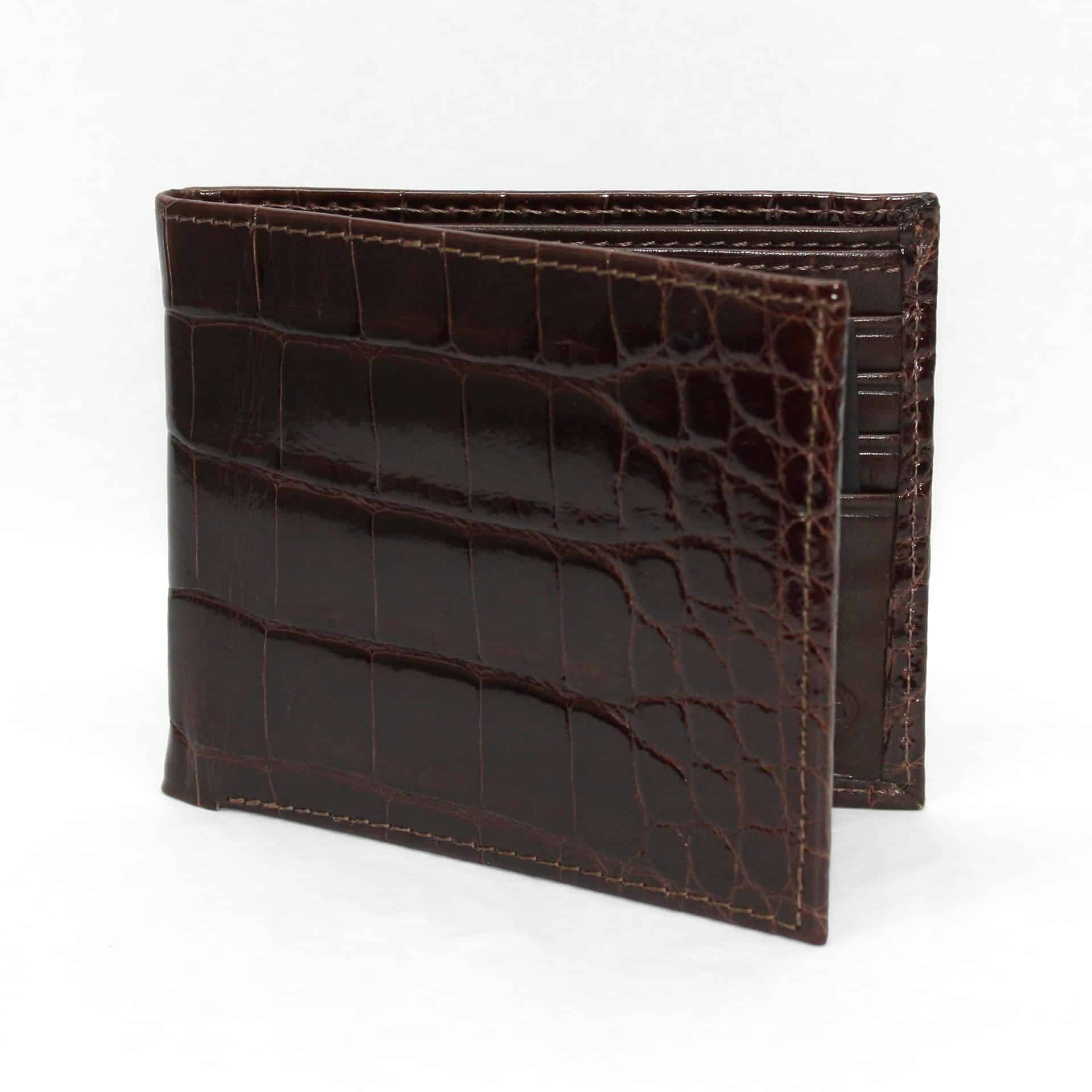 Genuine Alligator Billfold Wallet in Brown by Torino Leather