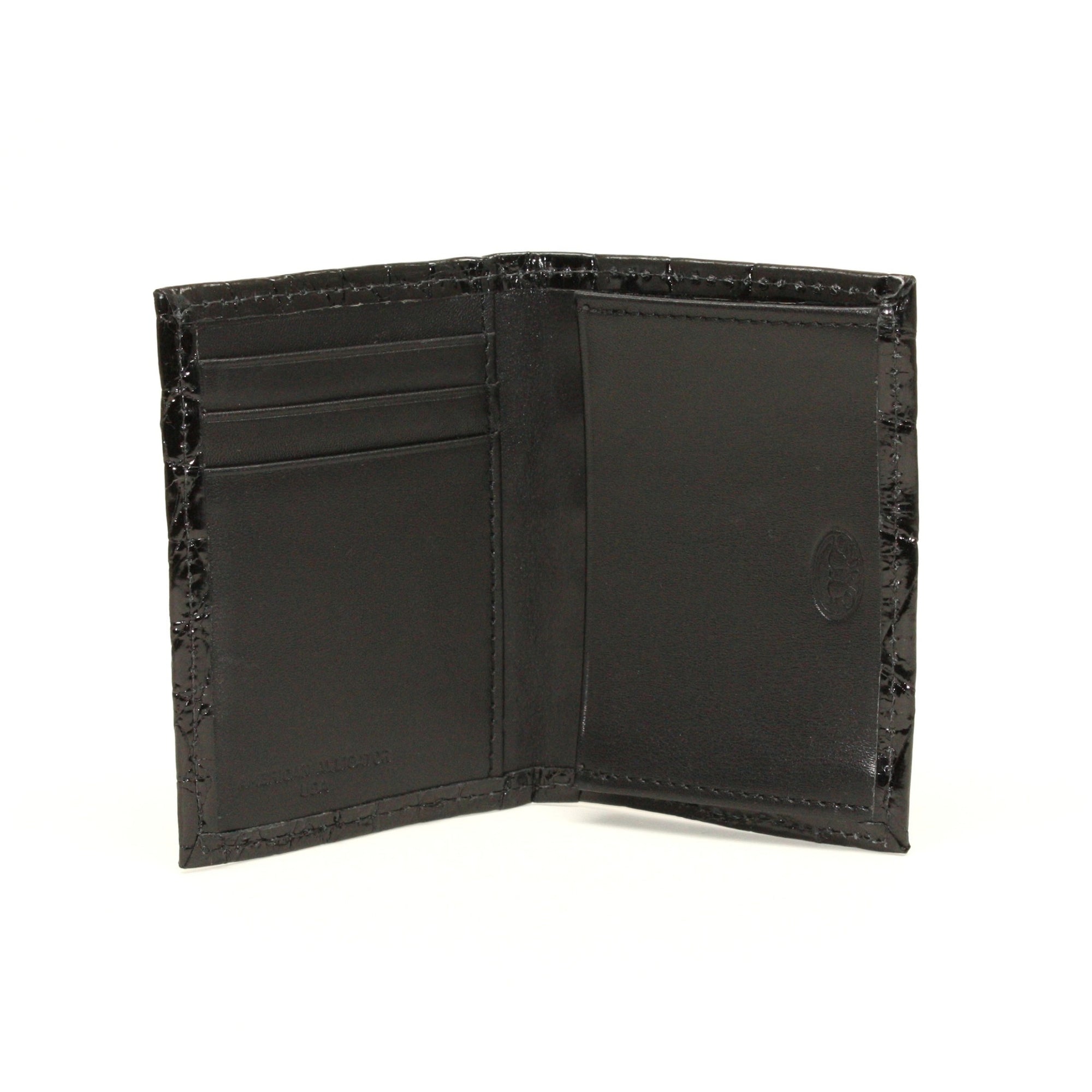 Genuine Alligator Gusseted Cardcase in Black by Torino Leather
