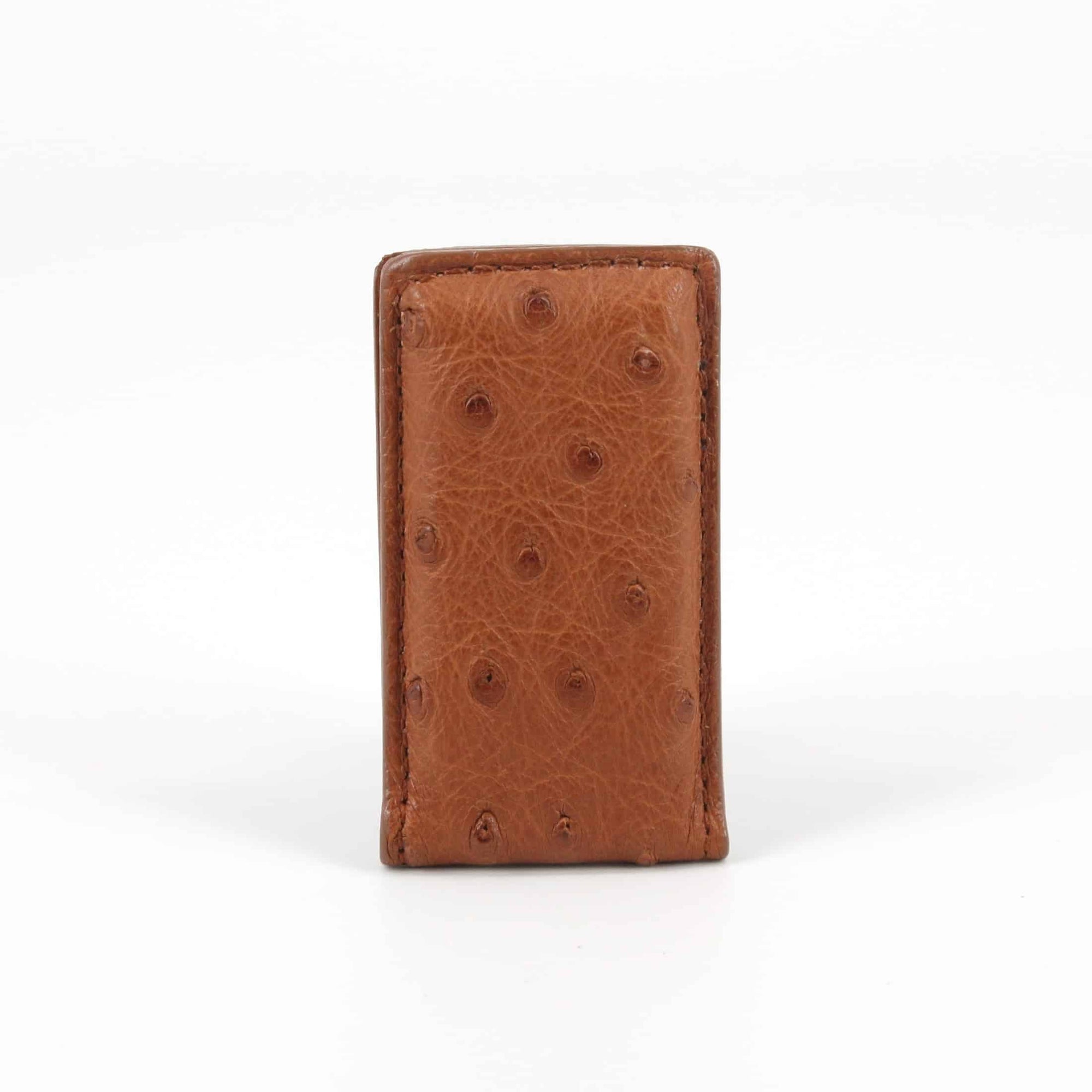 Genuine Ostrich Magnetic Money Clip in Saddle by Torino Leather