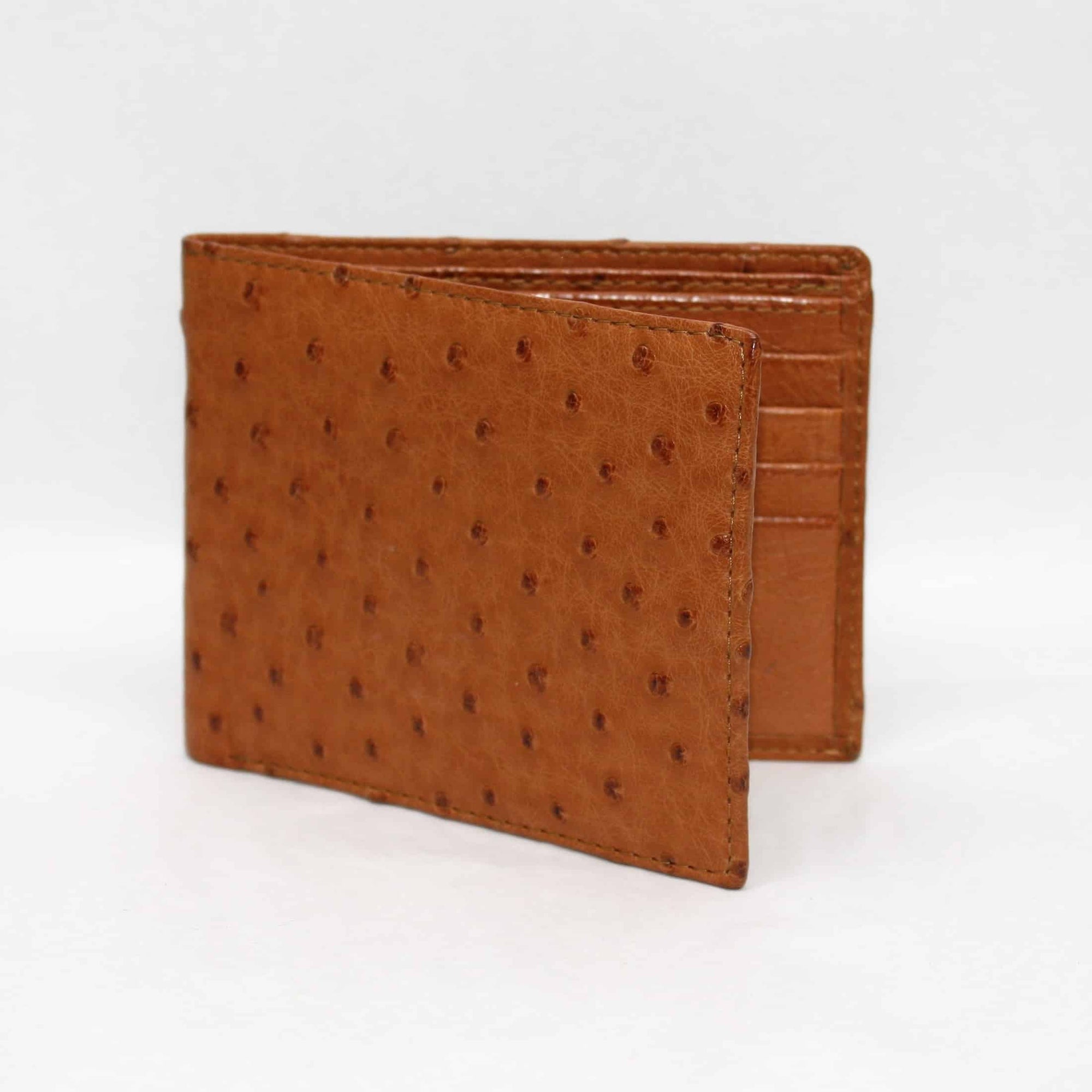 Genuine Ostrich Billfold Wallet in Saddle by Torino Leather