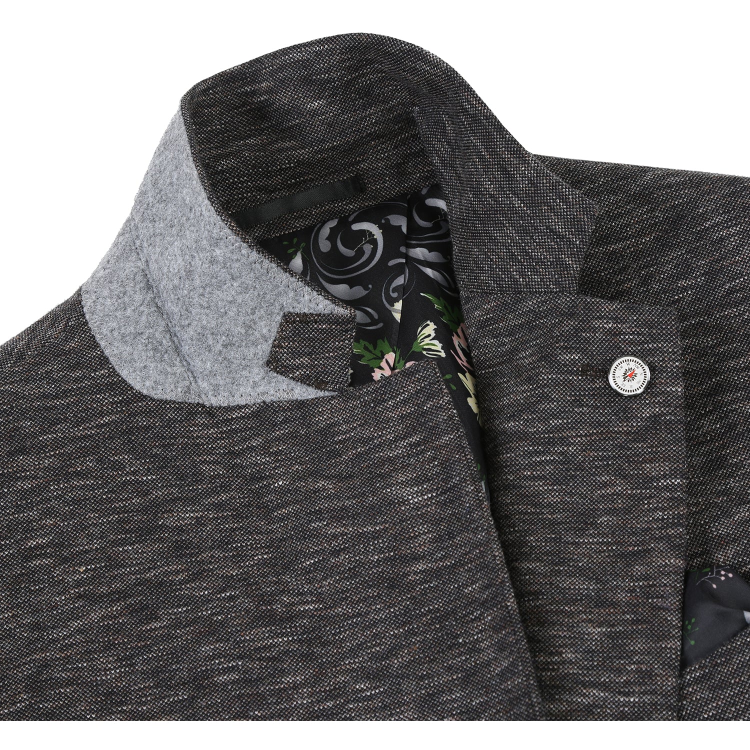 Single Breasted SLIM FIT Half Canvas Stretch Knit Soft Jacket in Grey and Brown Mélange (Short, Regular, and Long Available) by Pelago