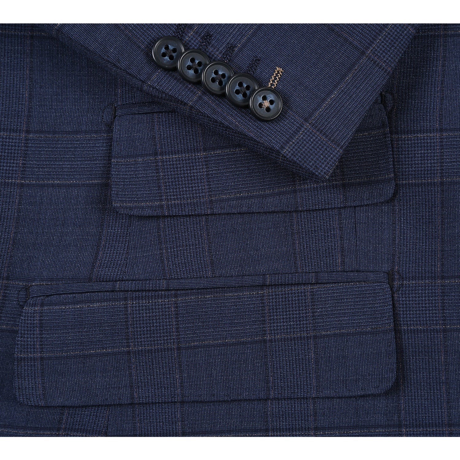 Wool Stretch Double Breasted SLIM FIT Suit in Prussian Blue Windowpane Check (Short, Regular, and Long Available) by English Laundry