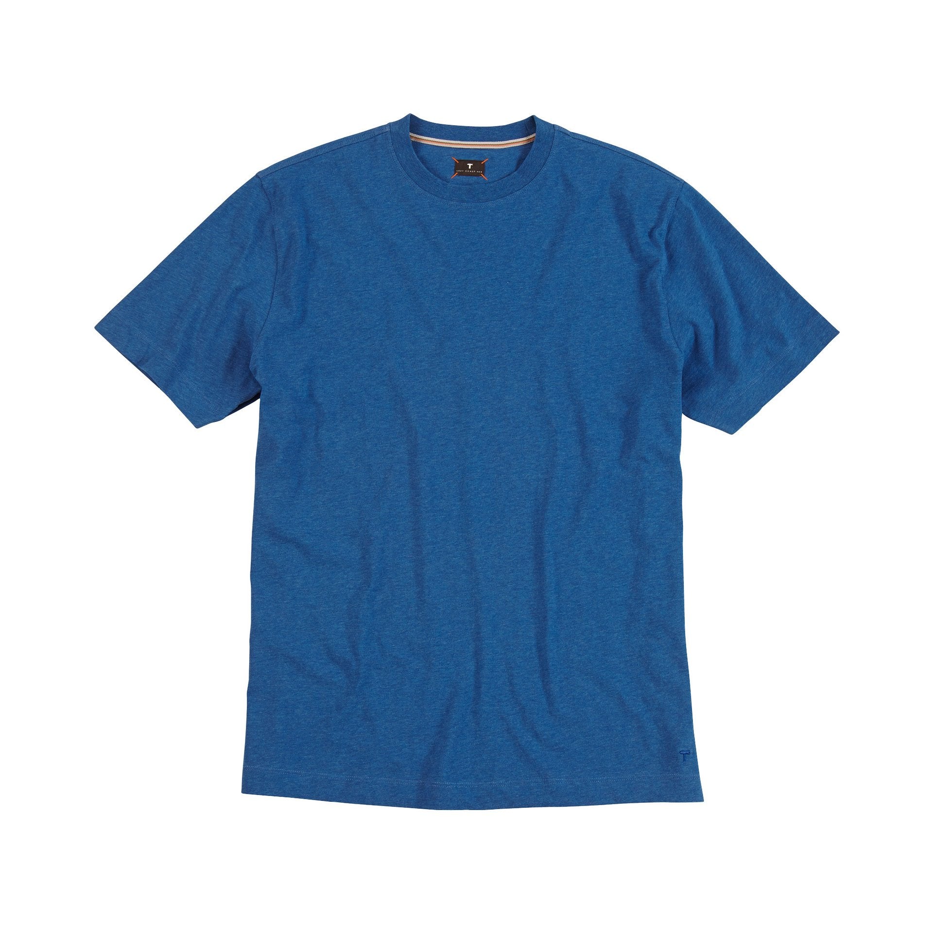 Melange Crew Neck Peruvian Cotton Tee Shirt in Bright Blue Mélange by Left Coast Tee