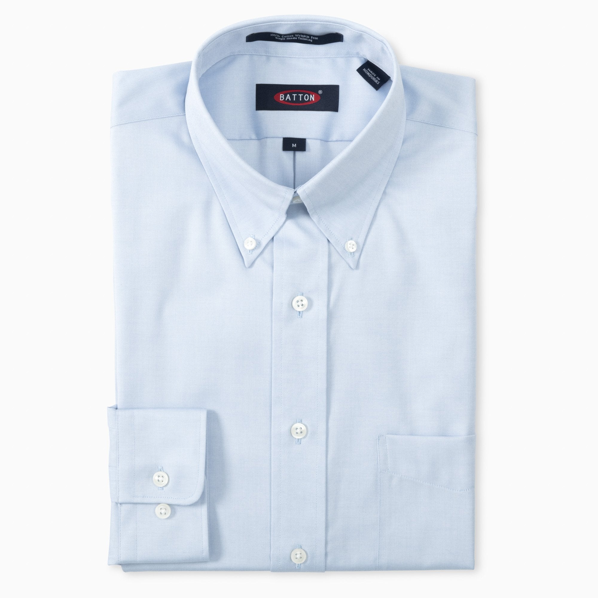 'Andrew' Beyond Non-Iron® Pinpoint Cotton Dress Shirt with Button Down Collar in Blue by Batton