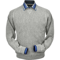 Baby Alpaca 'Links Stitch' Sweatshirt-Style Crew Neck Sweater in Light Grey Heather by Peru Unlimited