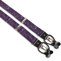 Berry, Pink, and Navy Floral Paisley Silk Woven Jacquard Suspenders by Dion