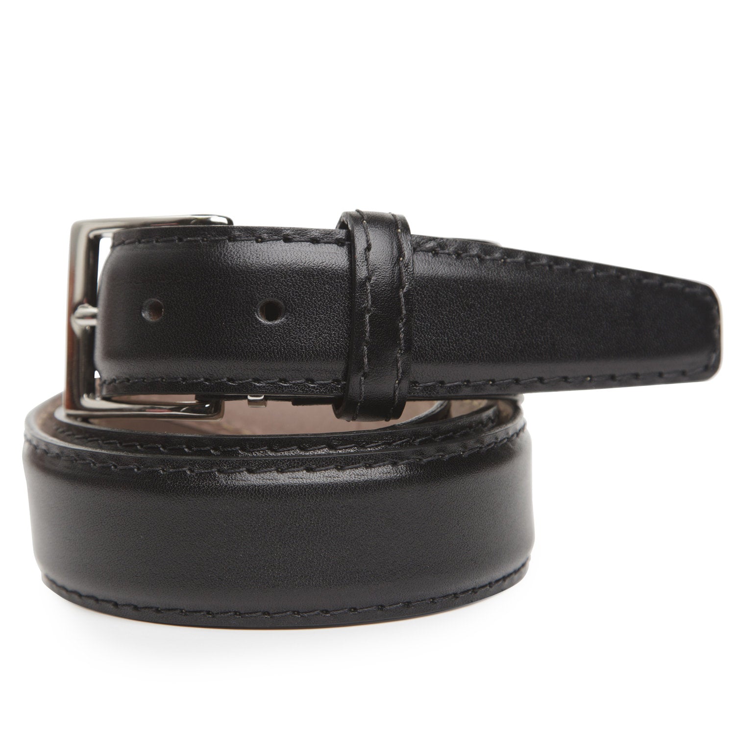 French Calf Belt in Black with Black Stitching by L.E.N. Bespoke