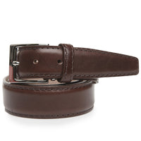 French Calf Belt in Chocolate with Chocolate Stitching by L.E.N. Bespoke