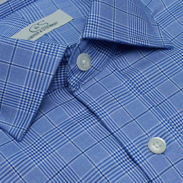 The Kingston - Wrinkle-Free Royal Glen Plaid Cotton Dress Shirt in Blue by  Cooper & Stewart