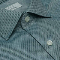 The Riverton - Wrinkle-Free Tonal Dobby Stripe Cotton Dress Shirt in Hunter Green (Tailored Fit) by Cooper & Stewart