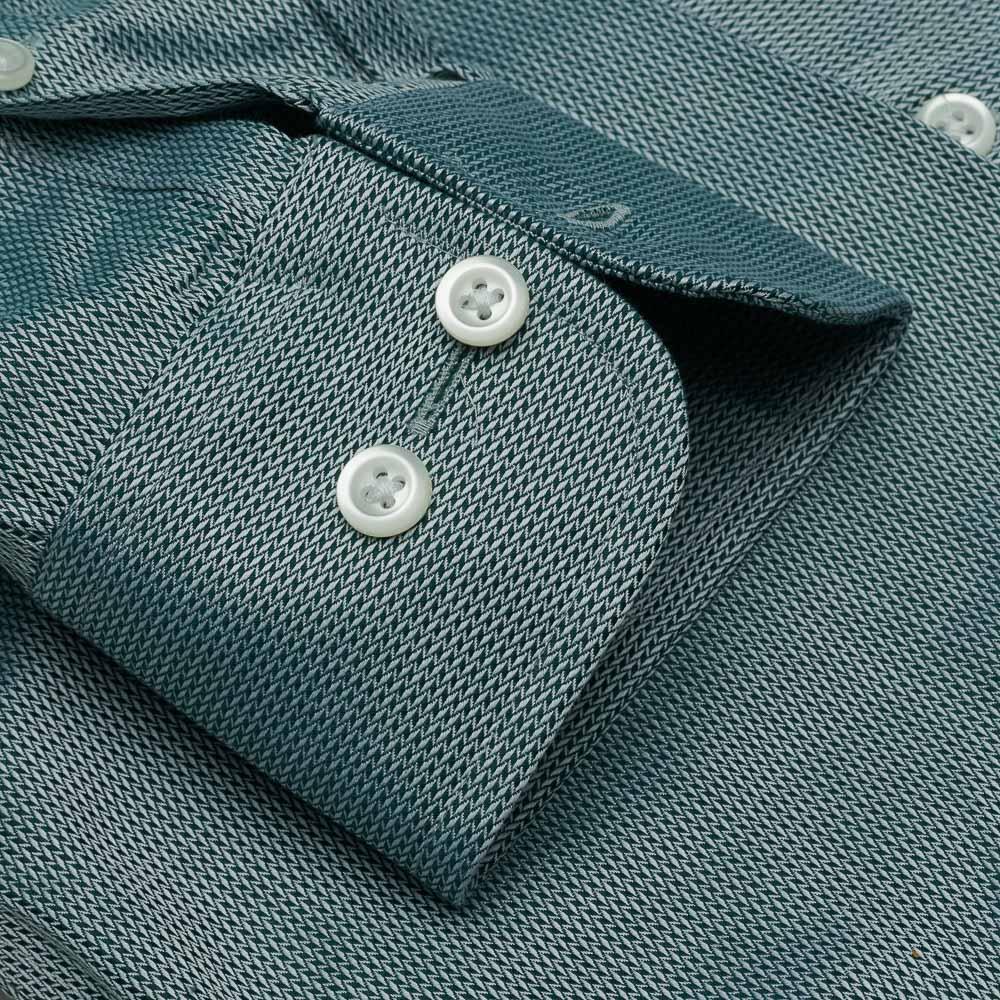 The Riverton - Wrinkle-Free Tonal Dobby Stripe Cotton Dress Shirt in Hunter Green (Tailored Fit) by Cooper & Stewart