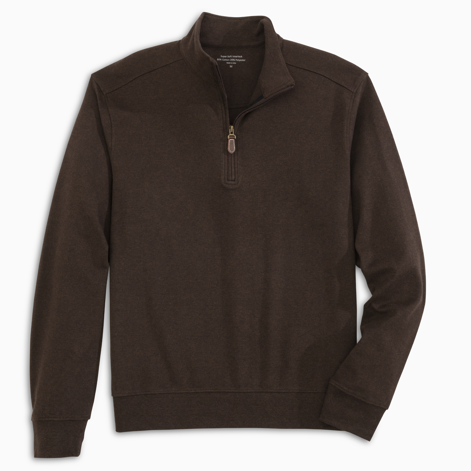 Chandler Quarter-Zip Cotton Performance Pullover in Cocoa by Batton
