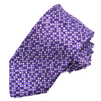 Purple, Lilac, and Navy Micro Mosaic Woven Silk Jacquard Tie by Dion Neckwear