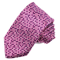 Berry, Pink, and Navy Micro Mosaic Woven Silk Jacquard Tie by Dion Neckwear