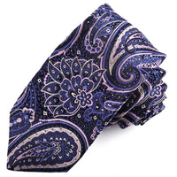 Black, Purple, and Lilac Paisley Silk Woven Jacquard Tie by Dion Neckwear