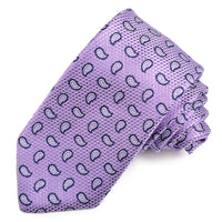 Purple, Navy, and Latte Textured Teardrop Woven Silk Jacquard Tie by Dion Neckwear