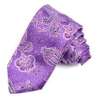 Purple and Berry Paisley Floral Micro Vine Woven Silk Jacquard Tie by Dion Neckwear