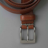 French Calf Belt in Cognac with Cognac Stitching by L.E.N. Bespoke