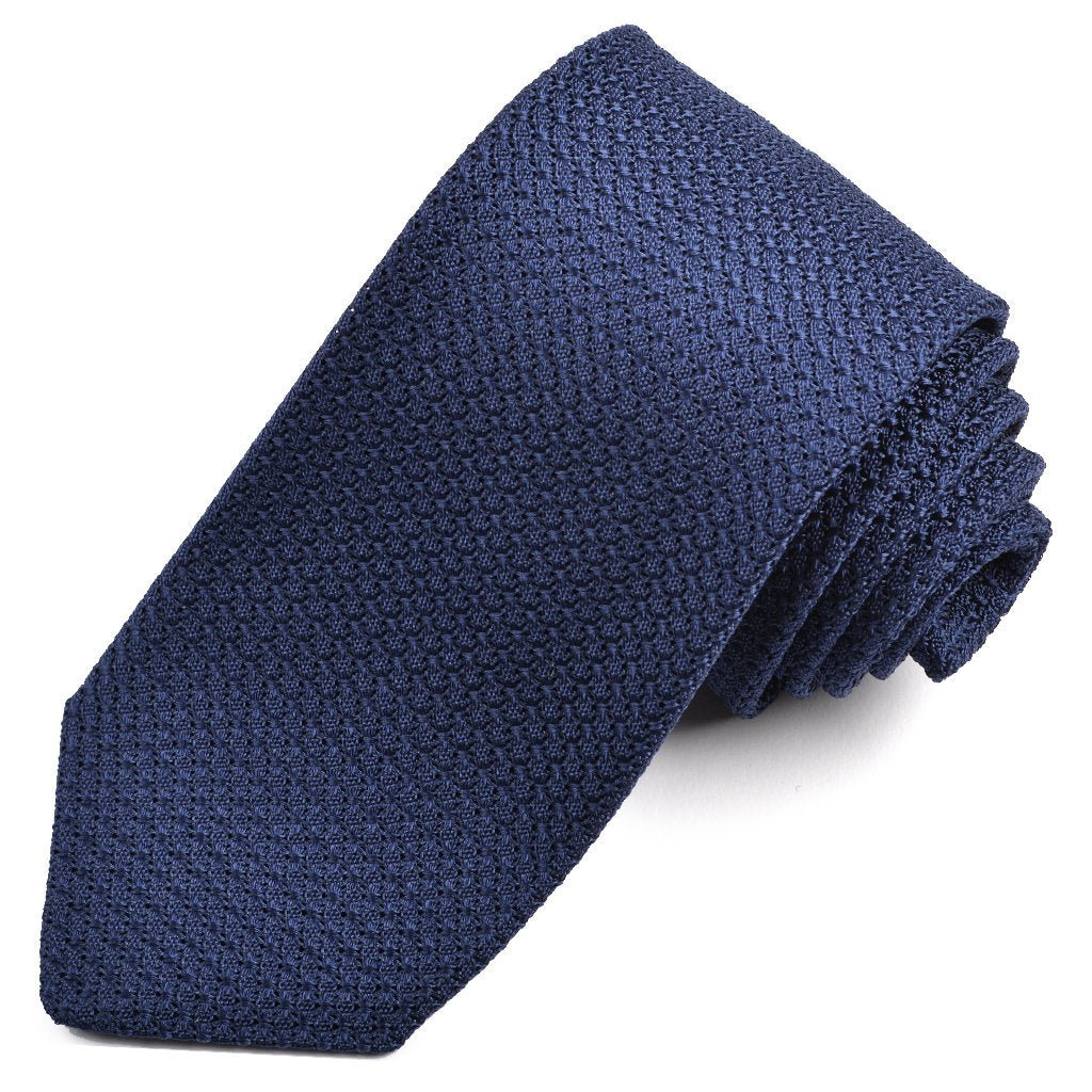 Solid Garza Grossa Grenadine Italian Silk Tie in Marine Blue by Dion Neckwear