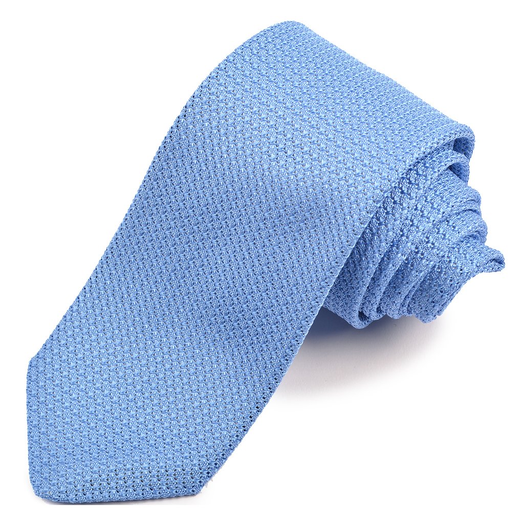 Solid Garza Grossa Grenadine Italian Silk Tie in Sky Blue by Dion Neckwear