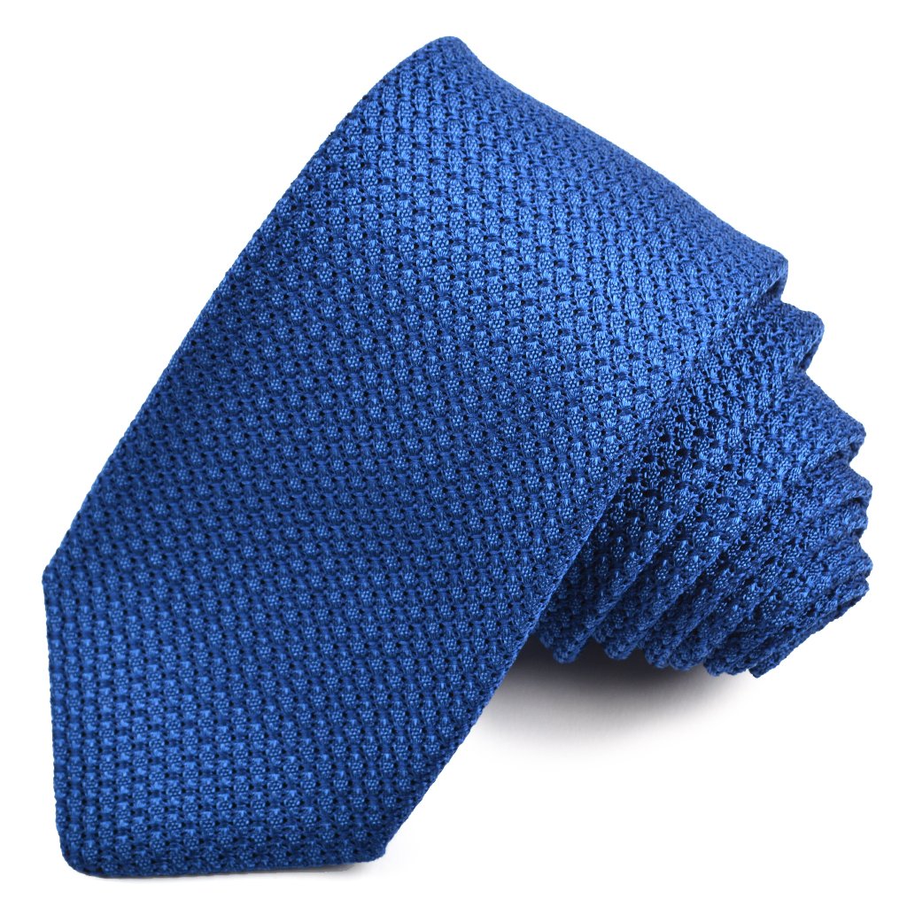 Solid Garza Grossa Grenadine Italian Silk Tie in French Blue by Dion Neckwear