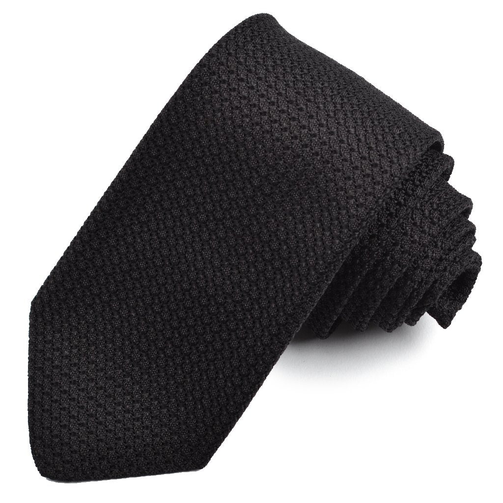 Solid Garza Grossa Grenadine Italian Silk Tie in Black by Dion Neckwear