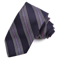 Navy, Royal, and Pink Triple Stripe Grand Grenadine Italian Silk Tie by Dion Neckwear