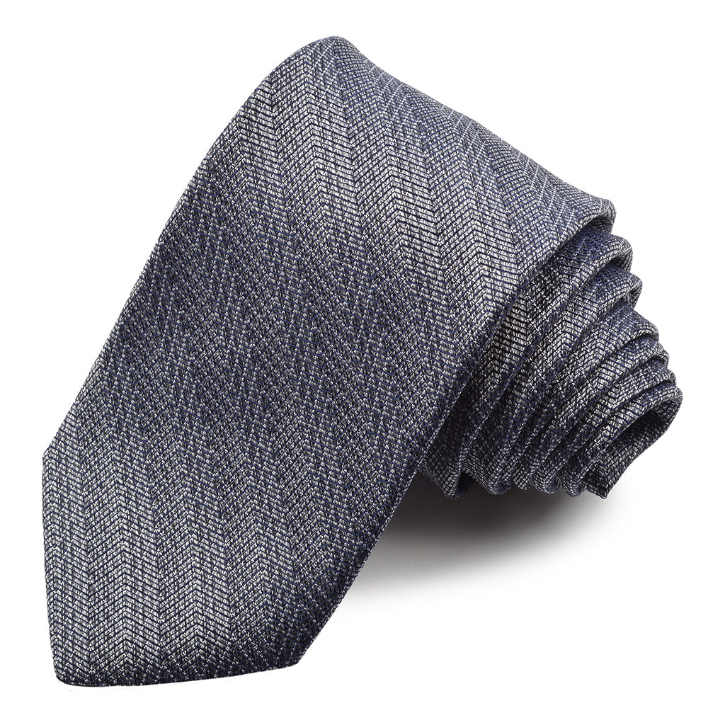 Charcoal and Navy Chevron Degrade Woven Silk Jacquard Tie by Dion Neckwear