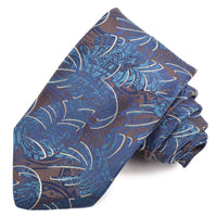Mocha, Navy, and Teal Tropical Escape Woven Italian Silk Jacquard Tie by Dion Neckwear