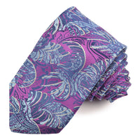 Berry, Sky, and Navy Tropical Escape Woven Italian Silk Jacquard Tie by Dion Neckwear