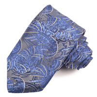 Charcoal, Bluette, and Navy Tropical Escape Woven Italian Silk Jacquard Tie by Dion Neckwear