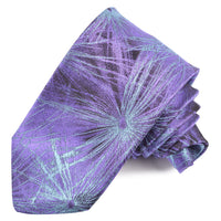 Purple, French Blue, and Black Dandelion Wish Flower Woven Silk Jacquard Tie by Dion Neckwear