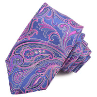 Royal, Berry, and Navy Floral Paisley Faille Woven Silk Jacquard Tie by Dion Neckwear