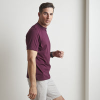 Crew Neck Peruvian Cotton Tee Shirt in Aubergine by Left Coast Tee