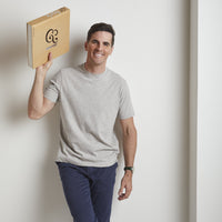 Melange Crew Neck Peruvian Cotton Tee Shirt in Pearl Mélange by Left Coast Tee