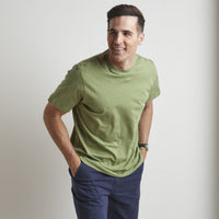 Mélange Crew Neck Peruvian Cotton Tee Shirt in Green Mélange by Left Coast Tee