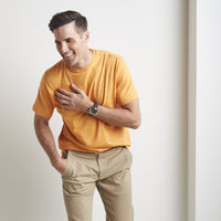 Crew Neck Peruvian Cotton Tee Shirt in Orange by Left Coast Tee