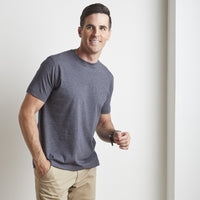 Melange Crew Neck Peruvian Cotton Tee Shirt in Gray Mélange by Left Coast Tee