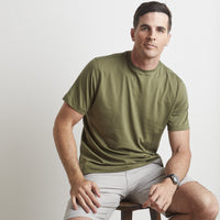 Crew Neck Peruvian Cotton Tee Shirt in Olive by Left Coast Tee