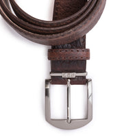 American Bison Belt in Brown with Brown Stitching by L.E.N. Bespoke