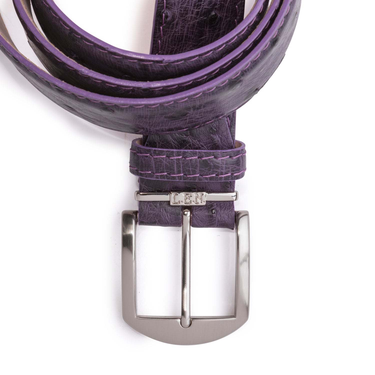 Genuine Ostrich Belt in Antique Purple by L.E.N. Bespoke